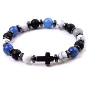 Cross Bracelet,Gemstone Bracelet,Stone Beads Cross Bracelet